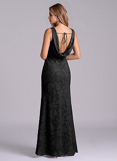 Azazie Rylina Final Sale Black Mermaid Floral Burnout Dress image3