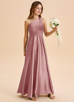 Azazie Charlize Junior Klä av A-Line i Stretch Satin Plisserad image3