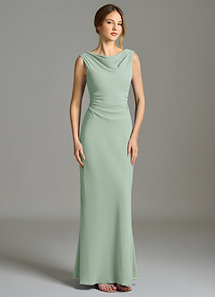 Azazie Kieryn Abiti da Damigella Abito Sirena in Chiffon Plissettato Agave image5