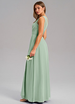 Azazie Phaedra Jurken voor bruidsmeisjes Jurk van Chiffon met A-Lijn One-Shoulder Agave image14