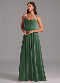 Azazie Elle Bridesmaid Dresses Eucalyptus A-Line with Pockets Velvet Dress image5