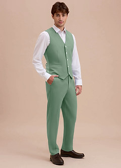 front Ethan Matcha Refined Weave Performance Suit Vest