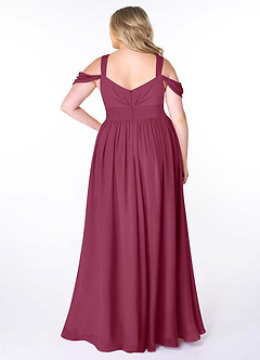 Azazie Lianne Bridesmaid Dresses Mulberry A-Line Off the Shoulder Chiffon Dress image9