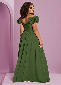 Barbie ♥ Azazie Bridesmaid Dresses Olive A-Line Off the Shoulder Chiffon Convertible Dress image10