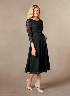 Azazie Charlee vestidos de madre de la novia Vestido de Negro de Encaje de Corte En A image4