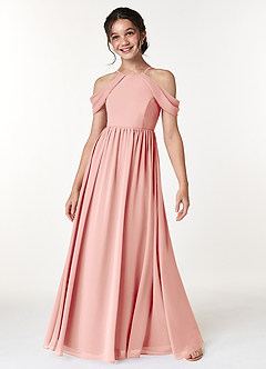 Azazie Seneca Junior Rosette A-Line Off the Shoulder Chiffon Dress image3