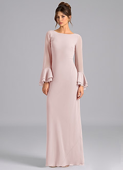 Azazie Leone Bridesmaid Dresses Blushing Pink Mermaid Corset Chiffon Dress image5
