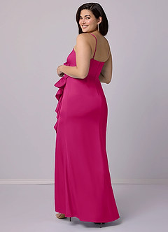 Barbie ♥ Azazie Venta Final Vestido de Barbie Rosa de Satén Elástico de Corte Recto con Lazo image7