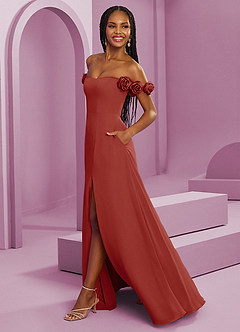 Barbie ♥ Azazie Bridesmaid Dresses Terracotta A-Line Off the Shoulder Chiffon Convertible Dress image6