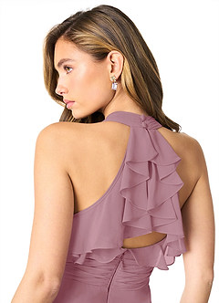Azazie Aviv Bridesmaid Dresses Vintage Mauve A-Line Pleated Chiffon Dress image5