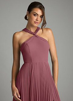 Azazie Afra Bridesmaid Dresses Desert Rose A-Line Pleated Chiffon Dress image5