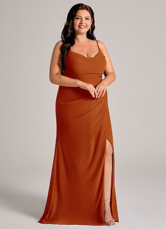 Azazie Deandra Bridesmaid Dresses Paprika Mermaid Pleated Chiffon Dress image10