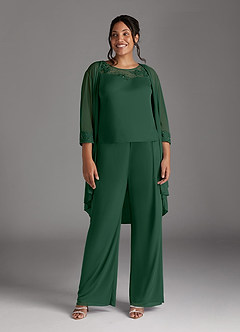 Azazie Frances Mother of the Bride Dresses Dark Green Jumpsuit/Pantsuit Scoop Mesh Dress image9