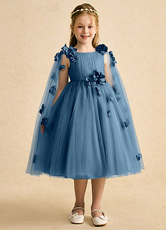 Azazie Staria Flower Girl Dresses Bermuda Ball-Gown Ruched Tulle Dress image6