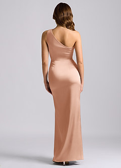 Azazie Akilah Brudtärnklänningar Klä av Sjöjungfru i Stretch Satin Ena axeln Roséguld image2