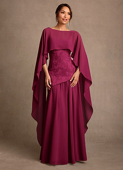Azazie Flossie Mother of the Bride Dresses Burgundy A-Line Pleated Chiffon Dress image1