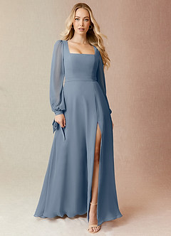 Azazie Leonia Brautjungfernkleider A-Linie Langarm Chiffon Kleid Zwielichtviolett image3