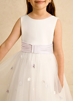 Azazie Cricket vestidos de niña de las flores Vestido de Marfil Pétalo De Rosa de Satin Mate de Princesa con Plisado image8