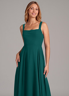 Azazie Shaude Bridesmaid Dresses Peacock A-Line Pleated Chiffon Dress image5