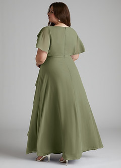 Azazie Aaliyah Modest Bridesmaid Dresses A-Line Scoop Pleated Chiffon Floor-Length Dress image9