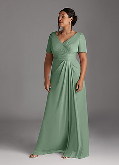 Azazie Bessie Mother of the Bride Dresses Matcha A-Line Pleated Mesh Dress image9