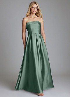 Azazie Lucienne Vestidos de damas de honor Vestido de Eucalipto de Satén Elástico de Corte en A Convertible con Sin tirantes image1