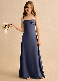 Azazie Mirabella Girls Formal vestidos de niña de las flores Vestido Tormenta de Satén Elástico de Recto con Escote corazón image3