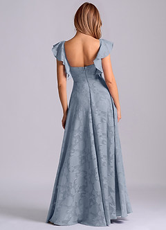 Azazie Leilani Brudtärnklänningar Klä av A-Linje i Blommig Utbrändhet Älskling Halsringning Dammblå image2