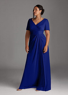 Azazie Bessie Kleider für die Brautmutter A-Linie Plissee Gittergewebe Kleid Königsblau image9