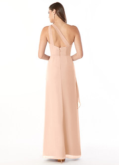 Azazie Maive Brautjungfernkleider Etui Gefaltet Rüsche Chiffon Kleid Englisches Rosa image2