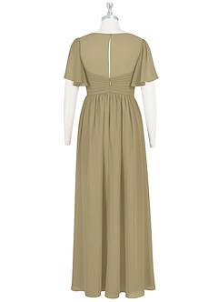 Azazie Verna Maternity Bridesmaid Dresses A-Line V-Neck Ruched Chiffon Floor-Length Dress image8