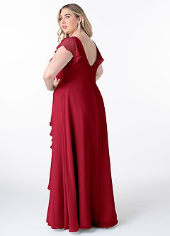Azazie Omari Bridesmaid Dresses Scarlet A-Line Chiffon Dress image8