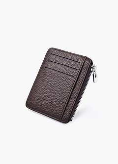 front Cartera para hombre con tarjetero de piel granulada y cremallera