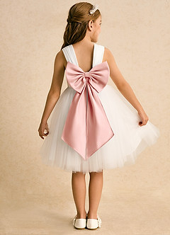 Azazie Dimple Flower Girl Dresses Ivory Rosette Ball-Gown Lace Tulle Dress image1