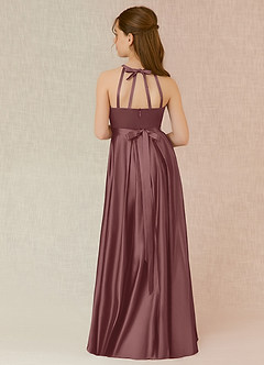Azazie Arianthe Junior Vintage Mauve A-Line with Pockets Stretch Satin Dress image2
