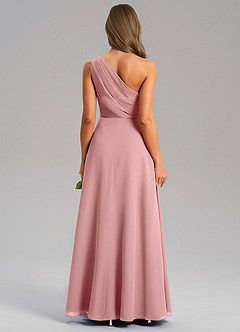 Azazie Phaedra Abiti da Damigella Abito A-Line in Chiffon Monospalla Rosa Polverosa image10