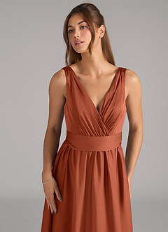 Azazie Kora Brautjungfernkleider A-Linie Plissee Stretch-Satin Kleid Zedernrose image7