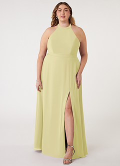 Azazie Clarice Abiti da Damigella Abito A-Line in Chiffon con Scollo Halter Sorbetto Al Limone image8