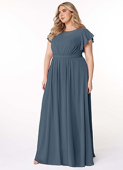 Azazie Daphne Modest Bridesmaid Dresses A-Line Ruffled Chiffon Floor-Length Dress image9