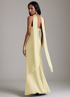 Azazie Saylor Vestidos de damas de honor Vestido de Sorbete De Limón de Satén Elástico de Corte Sirena con Sin tirantes image8