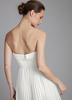 Azazie Mariana Bridesmaid Dresses White A-Line Strapless Chiffon Dress image2