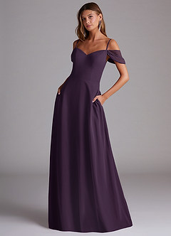 Azazie Marley Bridesmaid Dresses Plum A-Line Off the Shoulder Chiffon Convertible Dress image1