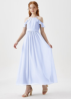Azazie Chaya Junior Lavender A-Line Off the Shoulder Chiffon Dress image5
