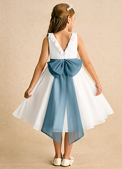 Azazie Dani Abiti da Ragazza di Fiori Abito A-Line in Chiffon Fiocco Avorio Bermuda image2