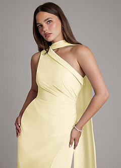 Azazie Zhanna Brautjungfernkleider Meerjungfrau-Linie One-Shoulder Chiffon Kleid Zitronensorbet image3