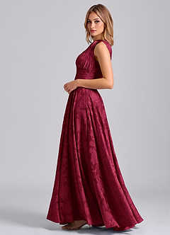 Azazie Charlize Brautjungfernkleider A-Linie One-Shoulder Blumen-Burnout Kleid Burgunderrot image3