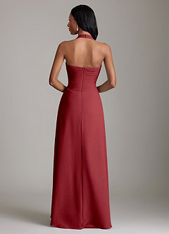 Azazie Clarisa Bridesmaid Dresses Pomegranate A-Line Pleated Chiffon Dress image2