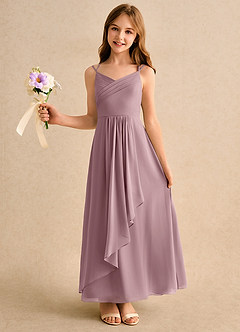 Azazie Zaida Girls Formal Flower Girl Klänningar Klä A-Line i Chiffong Plisserad image1