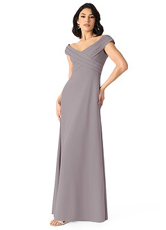Azazie Evita Probar vestidos en casa Vestido de Atardecer de Crepé elástico de Corte en A con Vestidos sin tirantes image3