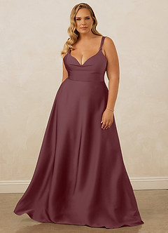 Christian Siriano Bridal for Azazie 1001 Bridesmaid Dresses Sangria A-Line Sweetheart Neckline Stretch Satin Dress image1